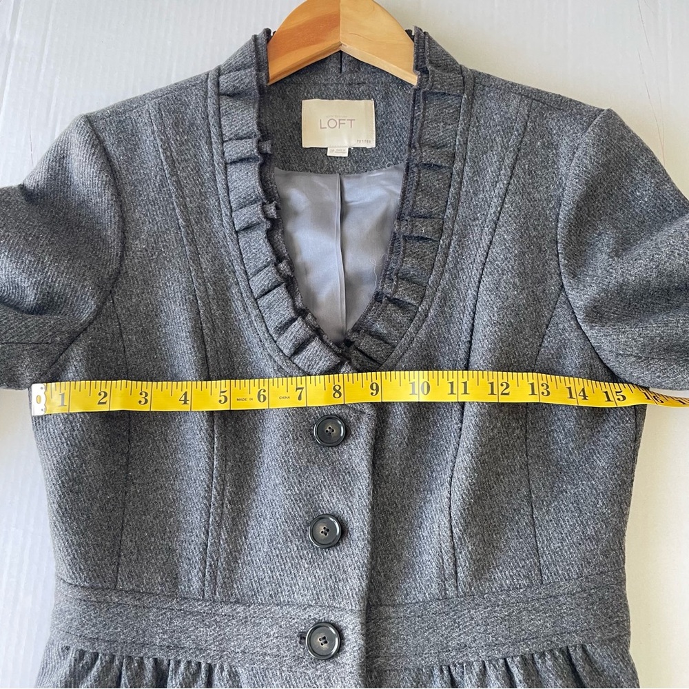 LOFT Charcoal Ruffled Suit Jacket - Picture 5 of 9